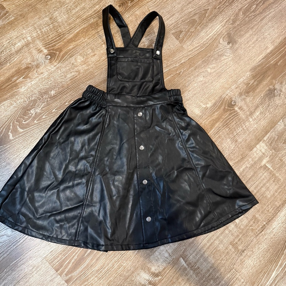 Wonder Nation, Black Faux Leather Pinafore Dress, Size 10/12 - Picture 3 of 9